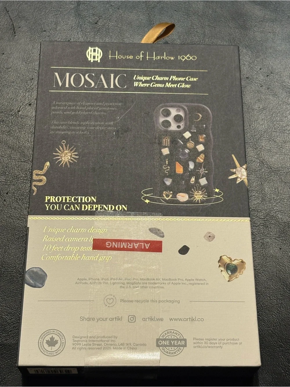 House of Harlow 1960 Black Mosaic Charm Case for iPhone 16 Pro Max NIB